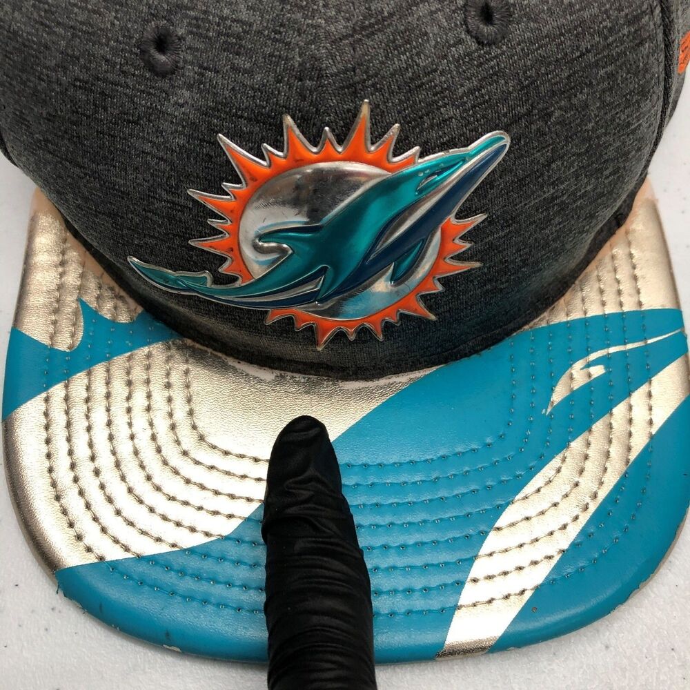Miami Dolphins Hat Cap Snap Back Mens One Size Gray NFL Football 9FIFTY New Era - Picture 9 of 11
